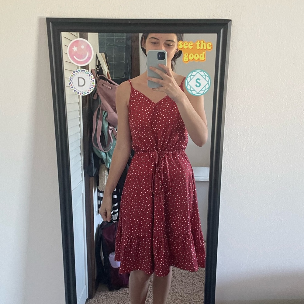 Red polka dot dress